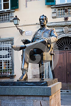 Giacomo Puccini's bronze statue in Lucca, Italy