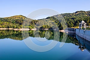 Giacopiane lake is an artificial reservoir located in the Sturla valley in the municipality of Borzonasca, inland of Chiavari, photo