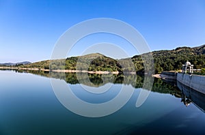 Giacopiane lake is an artificial reservoir located in the Sturla valley in the municipality of Borzonasca, inland of Chiavari, photo