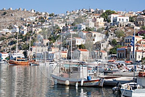 Gialos, the harbour of Symi, Greece.