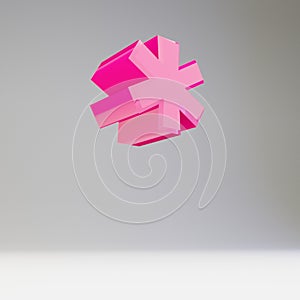 Giant 3D footnote symbol. Rendered glossy pink font  on white background