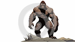 Giant Ape On Mountain: Comic Book Style Action Art By Mike Mignola