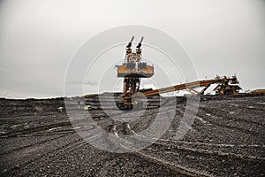 Giant bucket wheel excavator