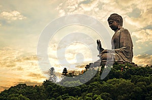Giant Buddha at golden evening