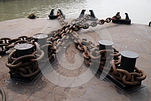 Giant chains used to moor ferry boats in Kolkata