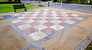 Giant checker board on floor