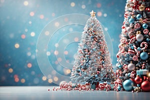 Giant christmas tree decorated with candy. ai generative