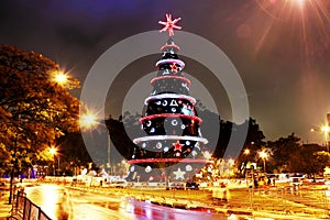 Giant Christmas tree with lights