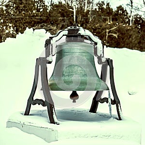 Giant Church Bell in the Snow