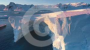 Giant crashed ice glacier arch in Antarctica