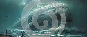 Giant creatures beneath the ocean