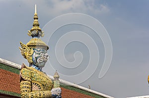 Giant demon Guardian in Wat Phra Kaew temple, Royal Palace Bangkok.