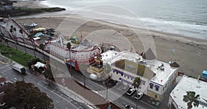 The Giant Dipper is a historic wooden roller coaster located at the Santa Cruz Beach Boardwalk. Vintage rides and 1911 Looff