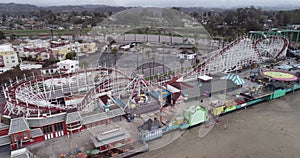 The Giant Dipper is a historic wooden roller coaster located at the Santa Cruz Beach Boardwalk. Vintage rides and 1911 Looff