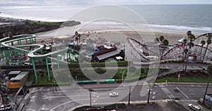 The Giant Dipper is a historic wooden roller coaster located at the Santa Cruz Beach Boardwalk. Vintage rides and 1911 Looff