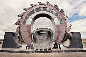 Giant excavator in open-cast coal mine