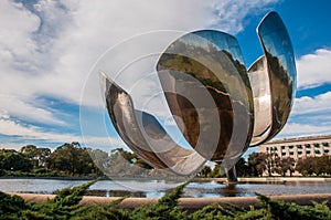 Giant flower (Floralis Generica) in Buenos Aires, Argentina