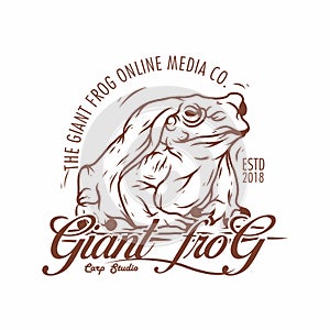 Giant frog, vector vintage illustration logo