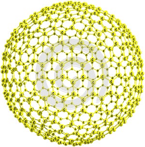 Giant fullerene molecule C720 isolated on white