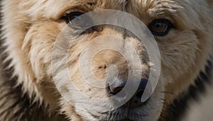 Giant furry bear in the jungle, wild close up portrait. photo