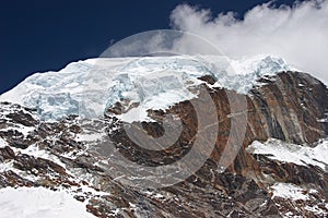 Giant glacier at Nirekha mountain summit, Himalaya, Nepal