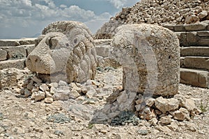 Giant God heads on Mount Nemrut. Anatloia, Turkey