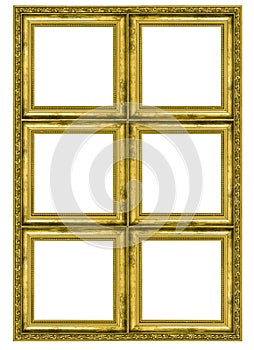 Giant golden frame containing six quadrats