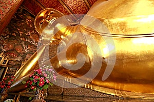 The Giant Golden Reclining Buddha (Sleep Buddha) in Wat Pho Buddhist Temple), Bangkok, Thailand