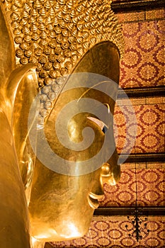 The Giant Golden Reclining Buddha (Sleep Buddha) in Wat Pho Buddhist Temple), Bangkok, Thailand