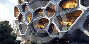 Giant Honeycomb-Shaped Apartment Complex for Futuristic Architecture, Urban Design, and Housing Innovation Projects photo