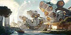 Giant HoneycombShaped Apartment Complex for Futuristic Architecture Urban Design and Housing Innovation Projects photo