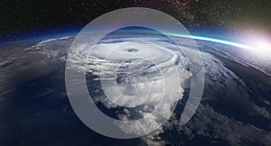 Giant hurricane seen from the space. Satellite view.