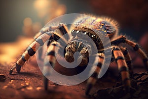 Giant Hyperrealistic Illustration of a Tarantula Insect in Close-Up View