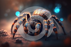 Giant Hyperrealistic Illustration of a Tarantula Insect in Close-Up View