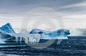 Giant Icebergs off the Antarctic Coast