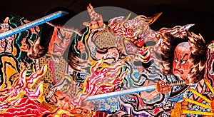 Giant illuminated Nebuta float in Nebuta Warasse, Aomori, Japan