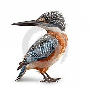 Giant Kingfisher African Safari Bird Animal on White Background