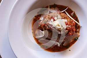 Giant meatball appetizer with parmigiano