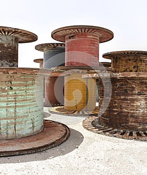 Giant Metal and Wooden Reels Spools