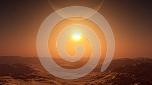 Giant Moon Over Desert Sunset