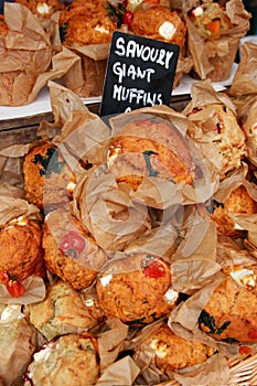 Giant muffins at Covent Garden Market in London UK