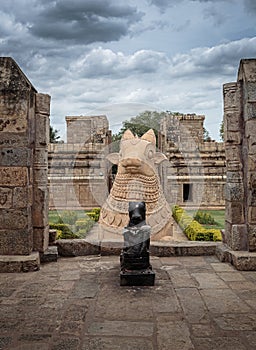 Giant Nandi bull in Hindu temple - vertical orientation