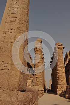 Giant obelisk, giant columns and inscriptions in Egypt