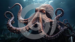 a giant octopus with its tentacles writhing menacingly photo
