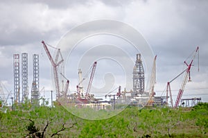 Giant oil rigs structures in texas