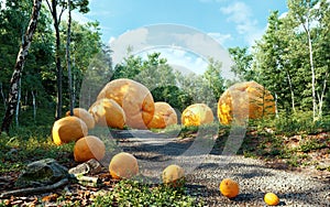 Giant oranges in the wonder  forest