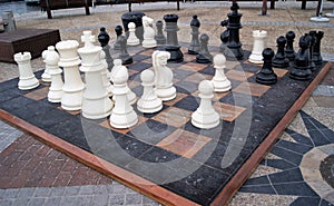 Giant Outdoor Chessboard with huge chess pieces