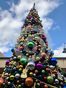 Giant outdoor Christmas tree at a mall