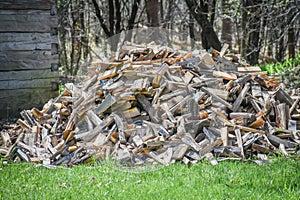 Giant Outdoor Wood Pile of Chopped Wood