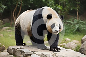 Giant Panda Standing on a Rock